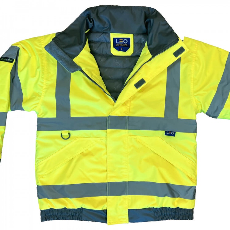 Leo Workwear J01-Y Chivenor Hi Vis Bomber Jacket Yellow